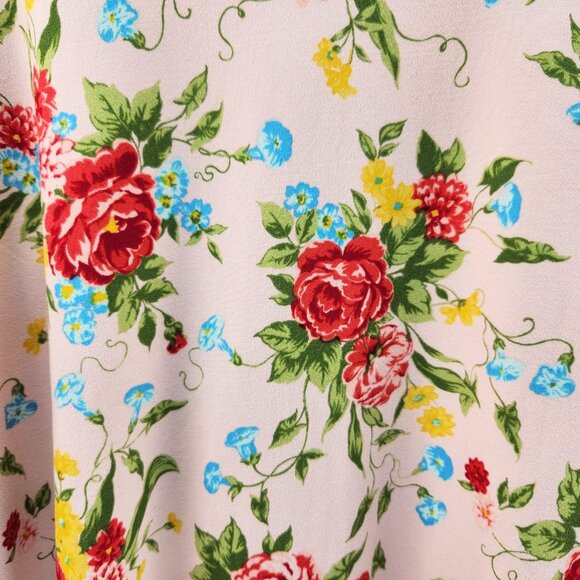 Pioneer Women Pink Floral Popover Top Size XXXL, 3XL,  V Neck, Large Pink Flower - Picture 2 of 9